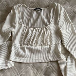 White ruffle long sleeve